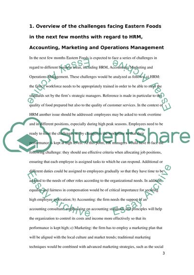 Challenges Facing Eastern Foods