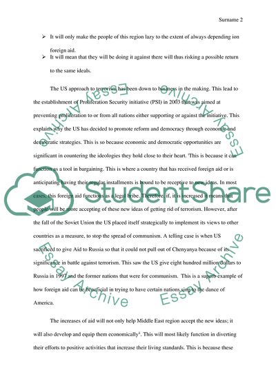 Increase the United States Economic Aid in the East Region that Diminishes Support for Terrorism