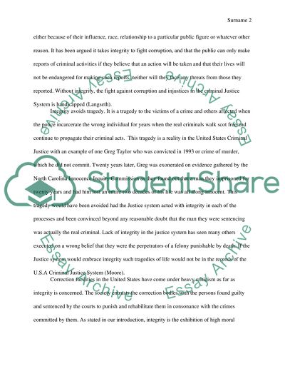 Integrity In The U.S. Criminal Justice System