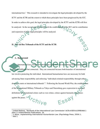 The International Criminal Court and the Legal Principles Developed by the Ad Hoc Tribunal