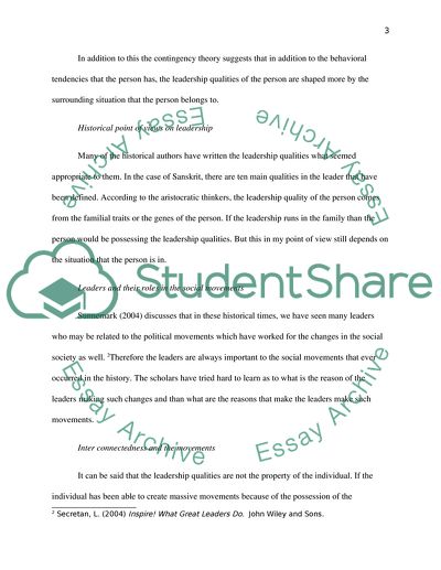 Leadership and the Movements Initiated by the Leaders