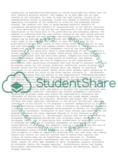 Analysis of RadioShack