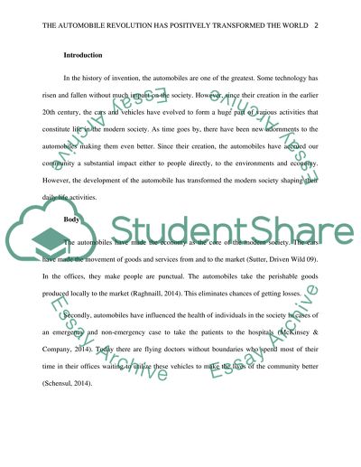 The Transformation of the World By the Automobile Revolution