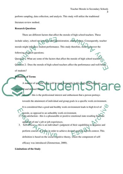 Teacher Morale in Secondary Schools