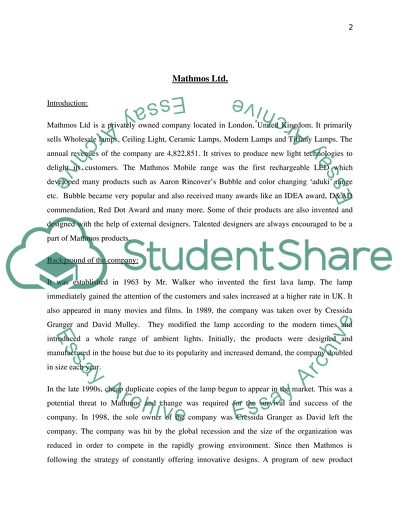 Managerial Ways for Mathmos Ltd