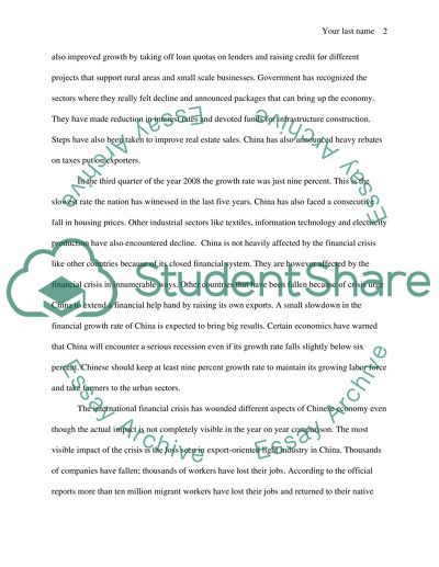 The Financial Crisis and Its Impact on China