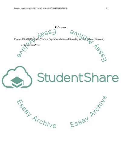 Masculinity and sexuality in highschool