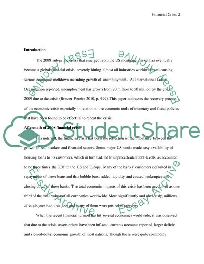 Aftermath of the 2008 Financial Crisis