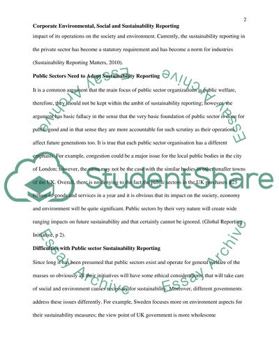 Corporate Environmental ,Social and Sustainability Reporting