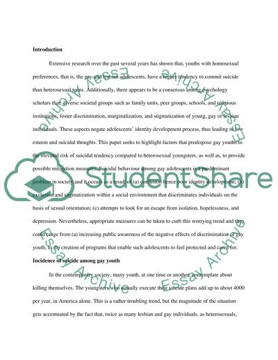 Gay Adolescents and Suicide