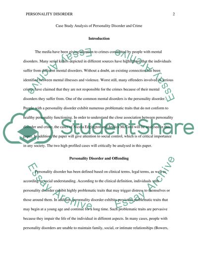 Analysis of Personality Disorder and Crime