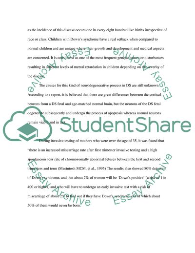 Primary Characteristics of the Downs Syndrome