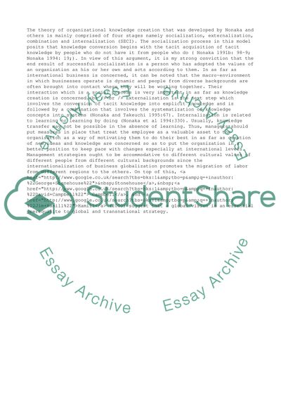 Organizational Knowledge Creation: Nonakas Theory