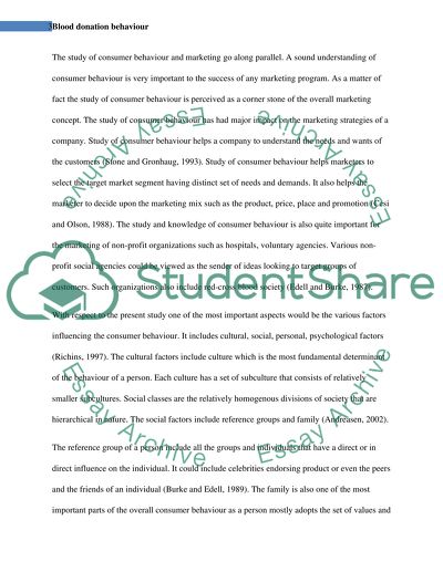 Blood Donation Services Consumer Behavior and Marketing