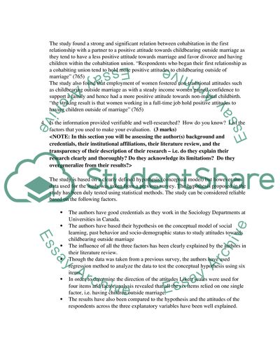 Attitude towards the Childbearing Outside of Marriage in Canada