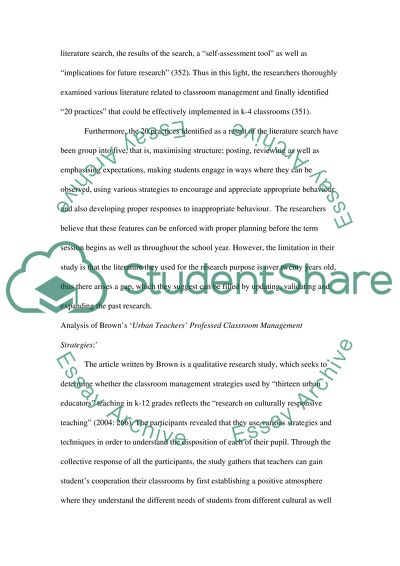 research articles on classroom management