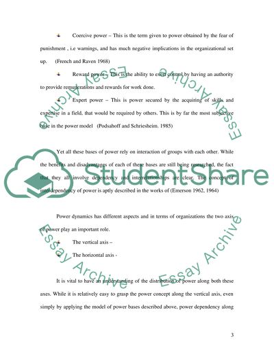 Power Relationship in Organisations that Entail a Mutual Dependency
