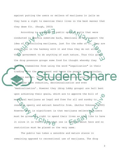 Should Marijuana be legalized in America