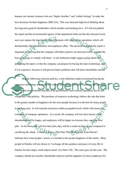 Utilitarianism on Terminating Employees versus Truthful Environmental Reporting