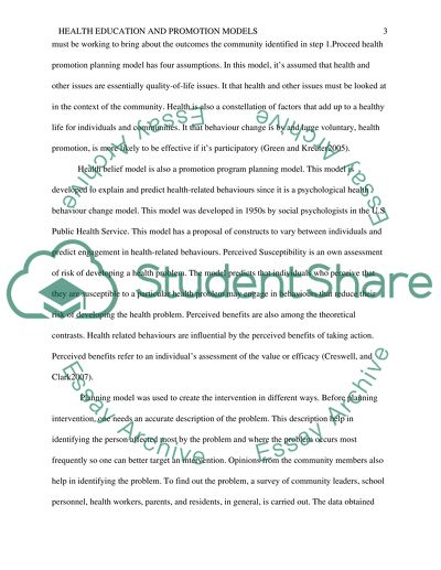 Health Education and Promotion Models