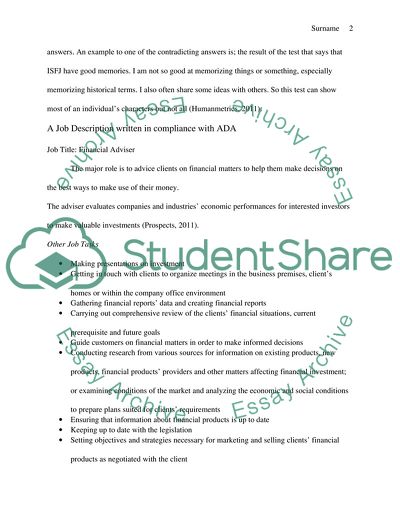 Results of Jung Typology Assessment