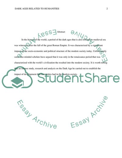 Dark Ages Related to Humanities