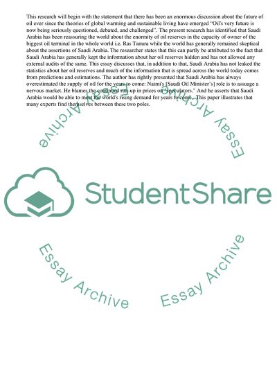 Supply of Oil and Alternative Energy Sources in the Next few decades