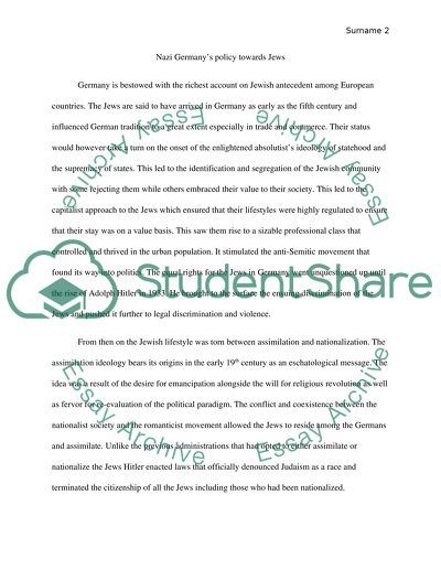 Policies of Nazi Germany towards Jews and the Policies towards Jews of other Countries in Europe