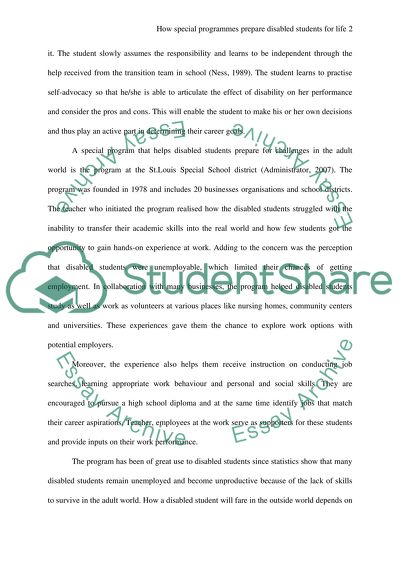 Special education programmes in preparing students for the adult world