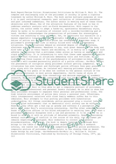 William Muir, Police: Streetcorner Politicians