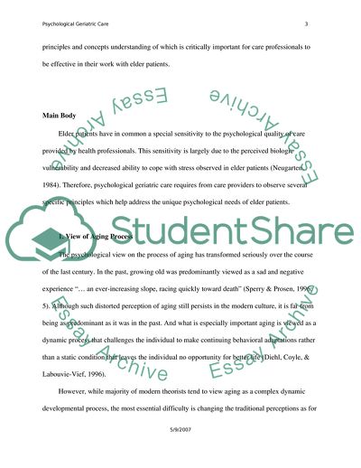 Psychological Geriatric Care