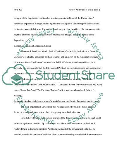 Public Administration and Analytical Observations on the Works of Theodore Lowi, Hayeks Legal Theory