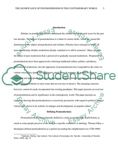 The Significance of Postmodernism in the Contemporary World