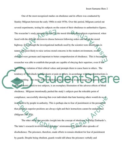 Obedience as a Type of Social Influence