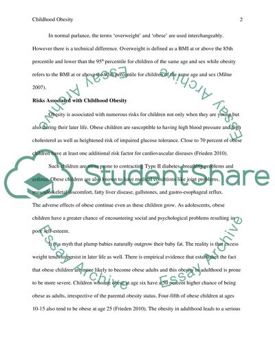 Childhood Obesity as One of the Most Significant Health Issues