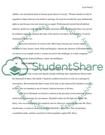 Involvement of Gender in Pride and Prejudice by Jane Austen