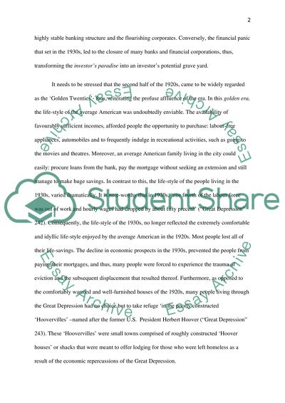 Compare & Contrass - the 1930 to the 1920