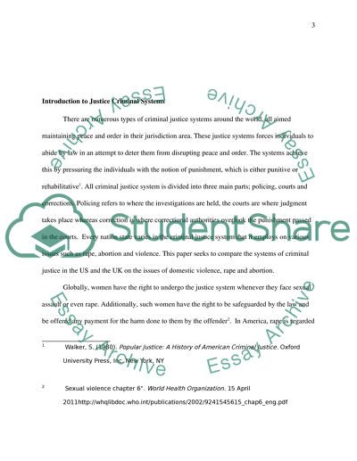 The Role of Criminal Justice System in Handling Cases of Domestic Violence, Rape and Abortion