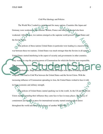 Cold War Ideology and Policies