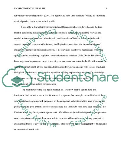 Prove/ describing the attainment of two competency for environmental health class