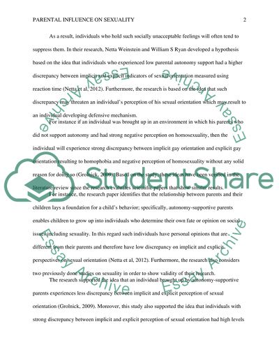 Parental Influence on Sexuality