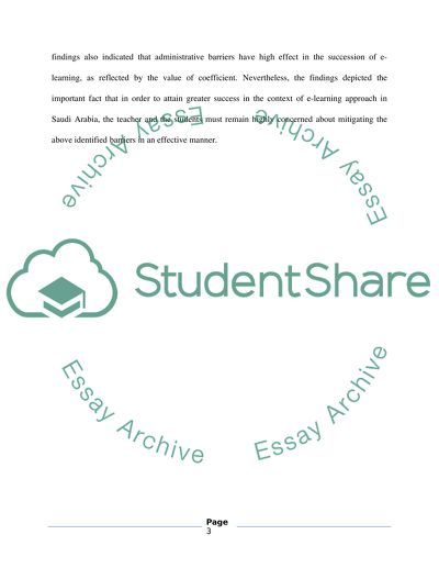Key Barriers Existing within the E-learning Approach
