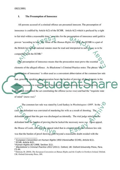 How Reverse Burdens Whittle down the Rule in Woolmington v DPP