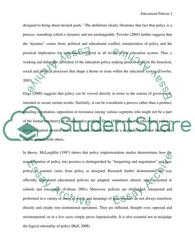 Education Governmental Policies