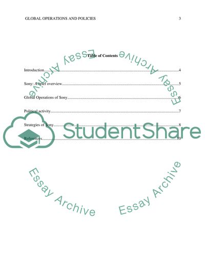 Global Operations of Sony