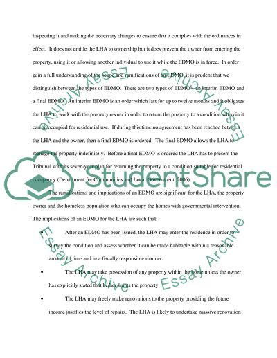 Housing Act 2004 - Empty Dwellings Management Orders