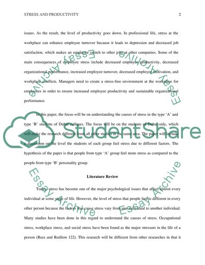 Subject: reaserch method /topic: stree and productivity