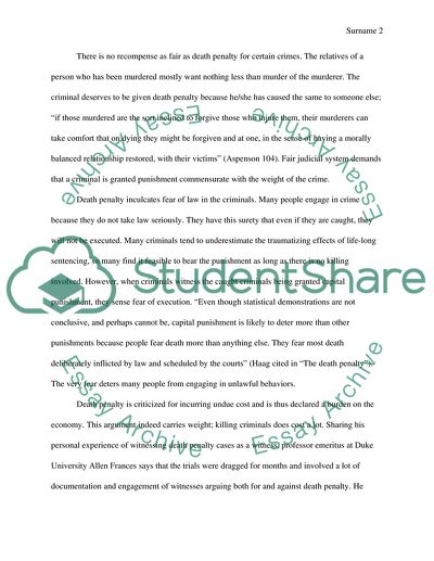 Is the death penalty effective (argument)