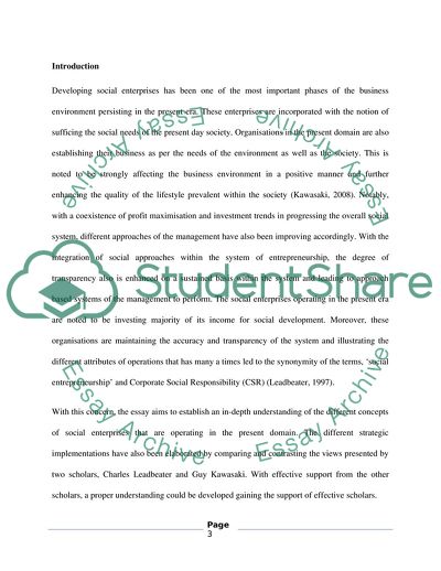 Compare and Contrast the Treatment of Social Enterprise