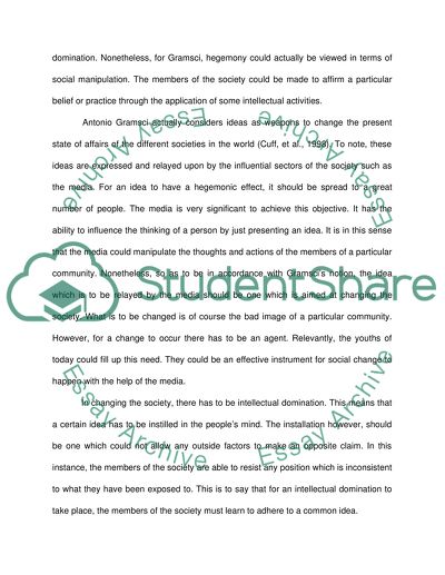 Gramscis Notion of Hegemony in Relation to the Youths of Today